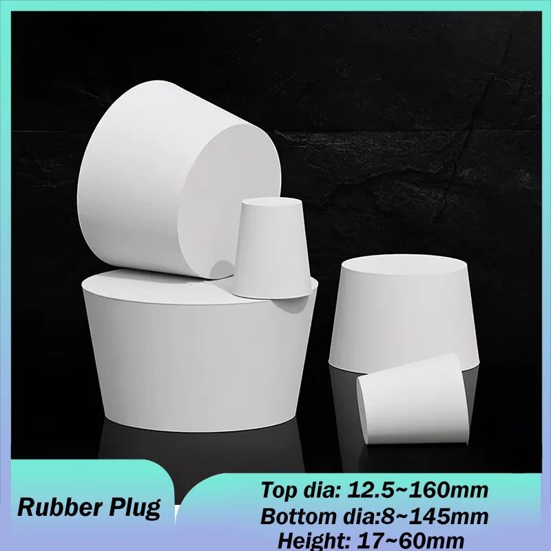 Top dia 12.5-160mm Tapered Solid Rubber Stopper Solid Conical Plug White Laboratory Flask Rubber Sealing Plug Test Tube Bungs