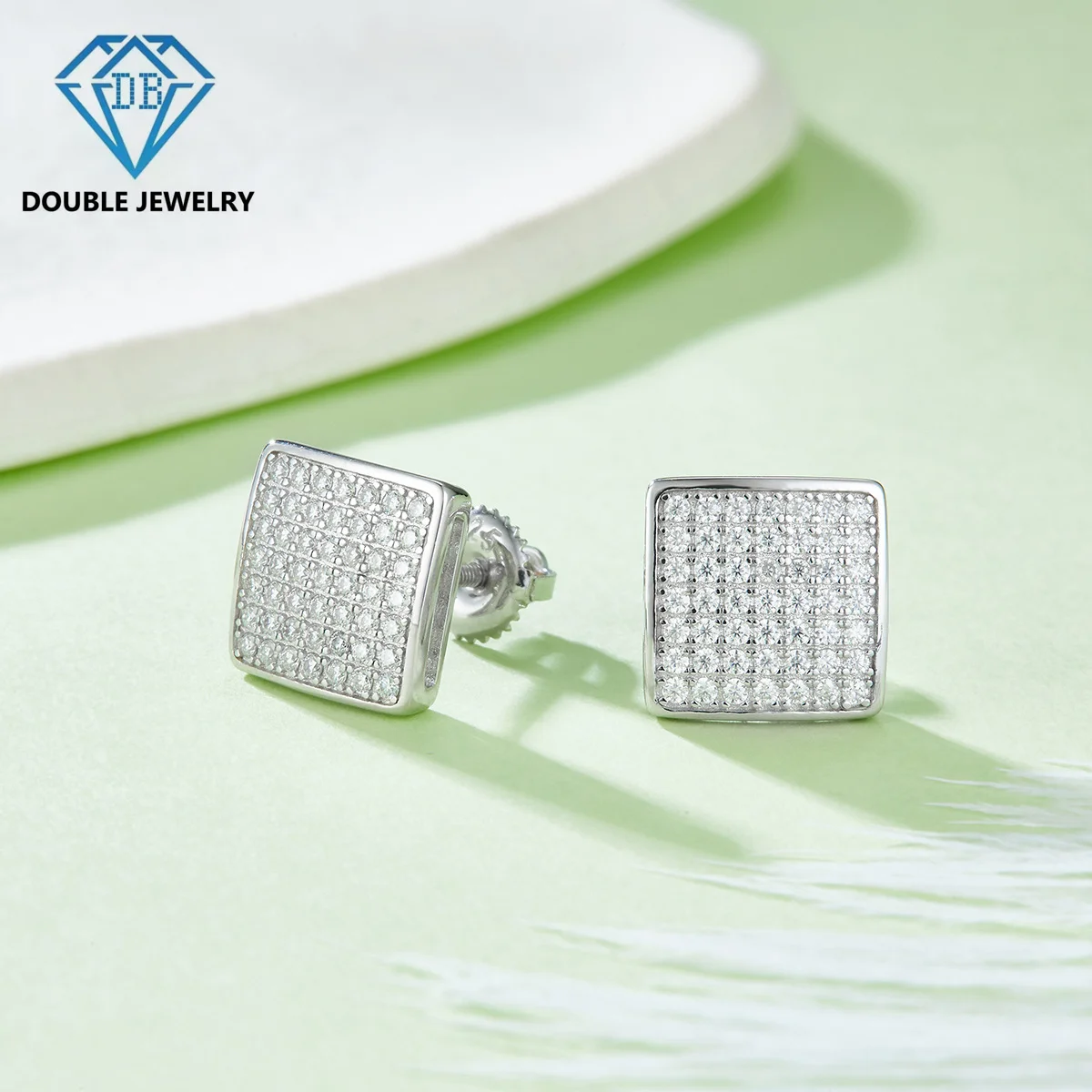 Boucles d'Oreilles en Diamant Moissanite Plaqué Or Jaune et Argent Sterling 925, Bijoux de Mariage pour Couple