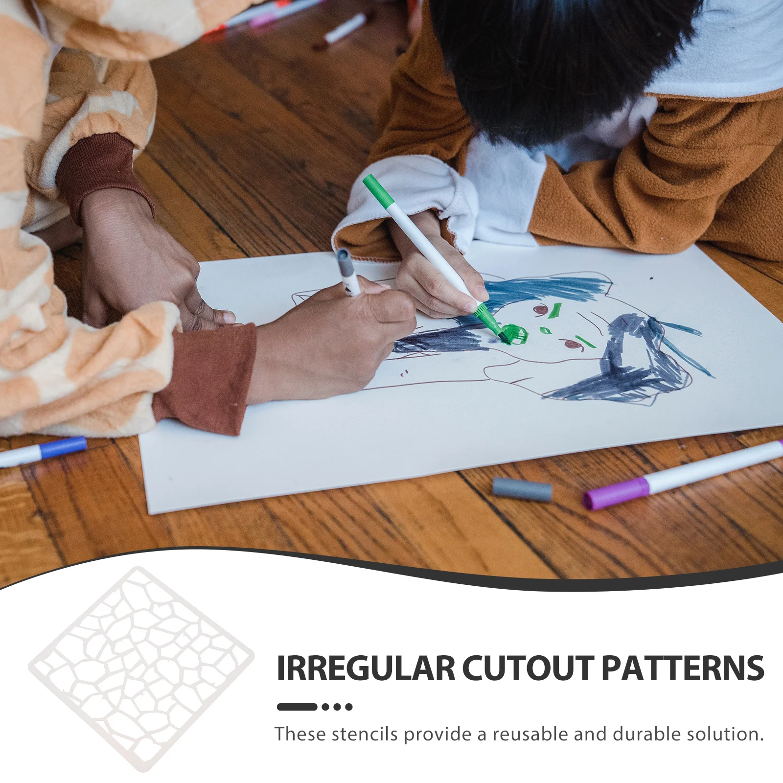 استنسل هندسي قابل لإعادة الاستخدام قالب الحيوانات الأليفة لمشاريع فنية ذاتية الصنع رسم حرفي استنسل جدار أرضية بلاط الخشب الخرساني