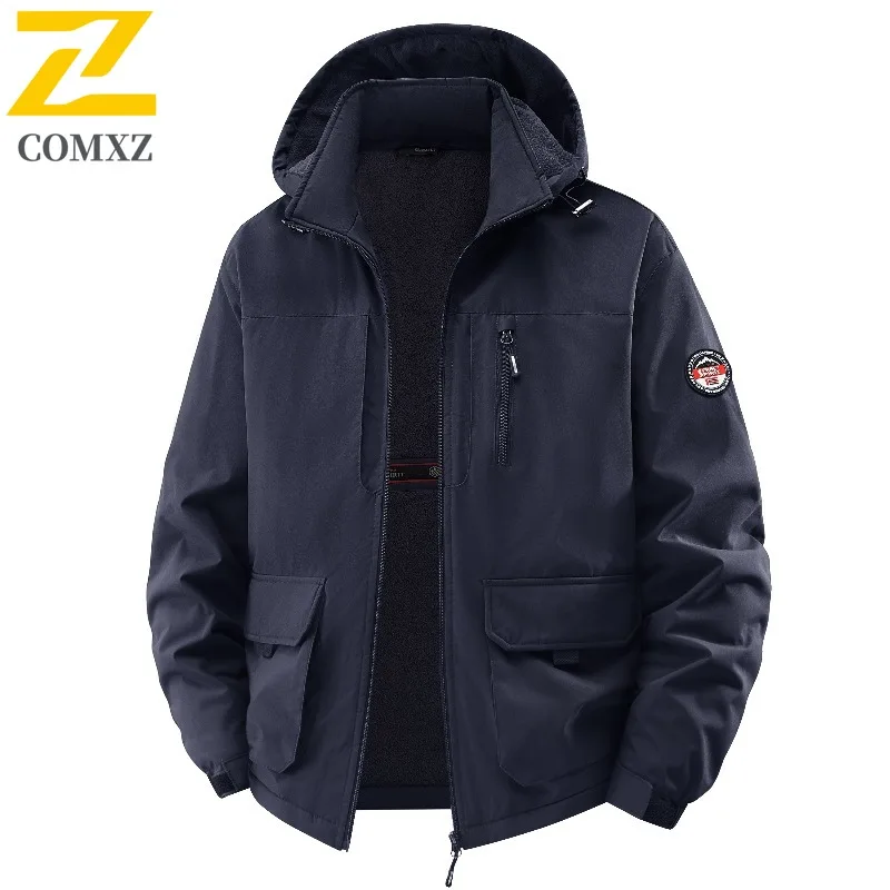 

Осенне-зимняя мужская куртка со съемным капюшоном, деловое повседневное устойчивое к морщинам пальто, стильная офисная верхняя одежда для молодых профессионалов