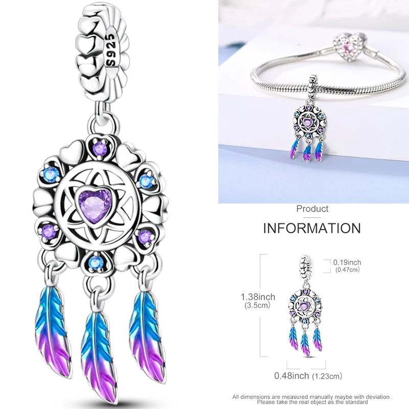 925 Sterling Silber Bunte CZ-Charm-Perlen Herz Baum des Lebens Elefant Hamsa Pfote Sonne Mond für DIY Armband Halskette Geschenk – Detail 26