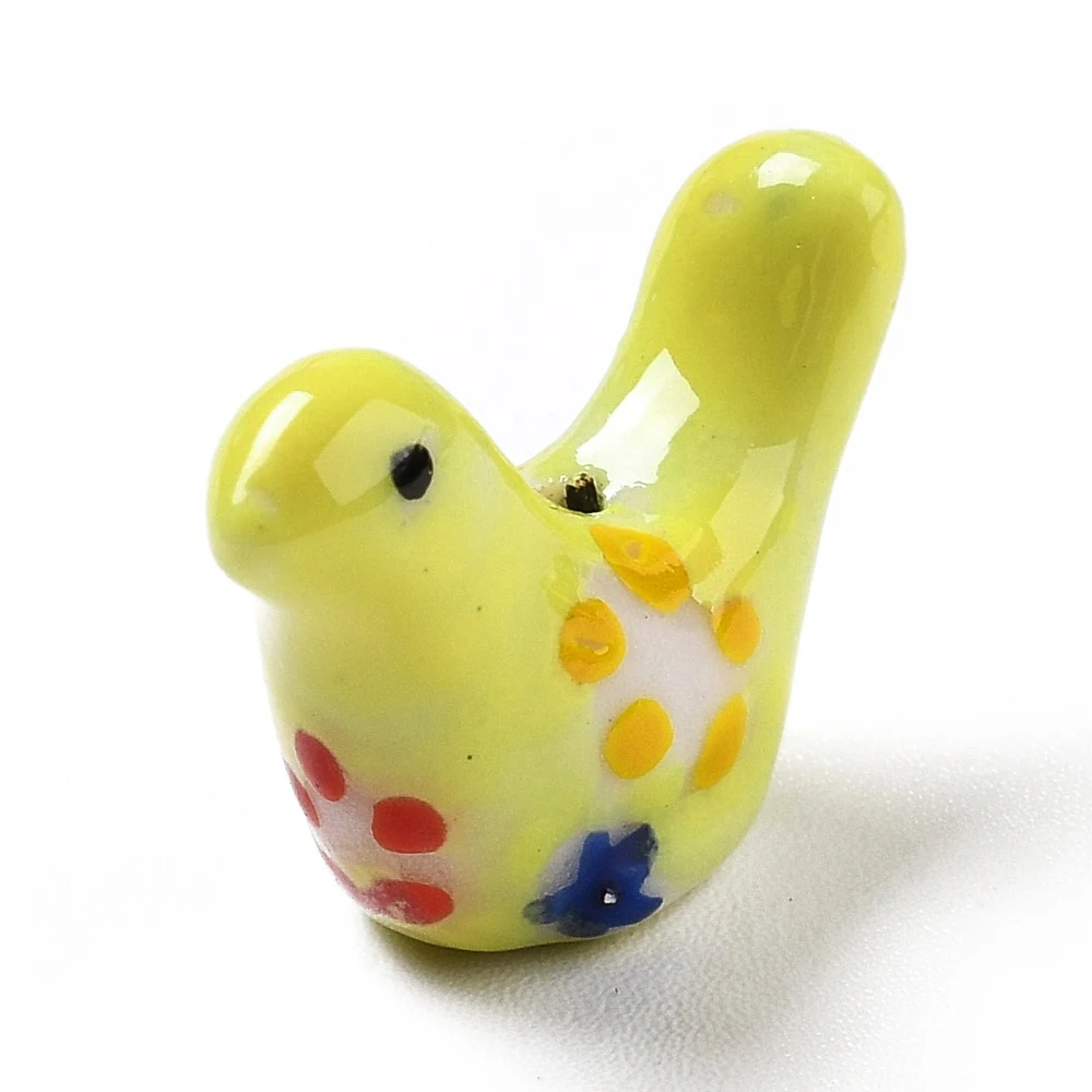 PandaHall 10 Stück handgefertigte bedruckte Porzellan-Taubenperlen, handbemalte Keramik-Anhänger für DIY-Halsketten, Schmuckherstellung und Bastelarbeiten – Detail 11