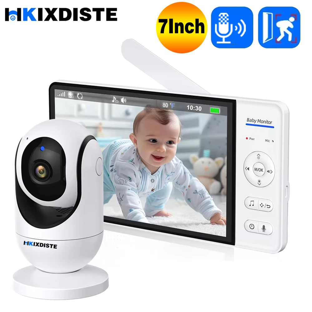 

7" Inch Screen Video Baby Monitor 720P HD Display IPS Support VOX Mode 24 Hour Battery Life 1000ft Range Split mode Babyphone