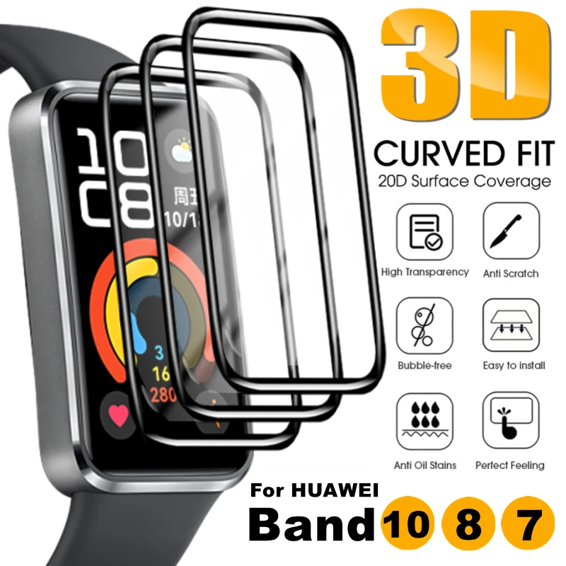 

1-5 шт. 3D изогнутая защитная пленка для экрана для Huawei Band 10 8 7, защитная пленка из мягкого волокна от царапин для Huawei Band 10 Band7 Band8