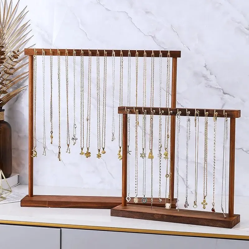 

1pcs Chains Earrings Bracelets Showcase Storage Rack Jewelry Organizer Display Stand Solid Wood Necklace Hanging Countertop Rack