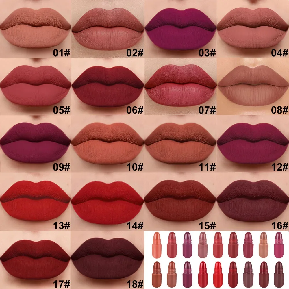 Velvet Nude Matte Capsule Lipstick, antiaderente Cup Pill, bonito à prova d'água, não-desbotamento, fácil de transportar, pequeno