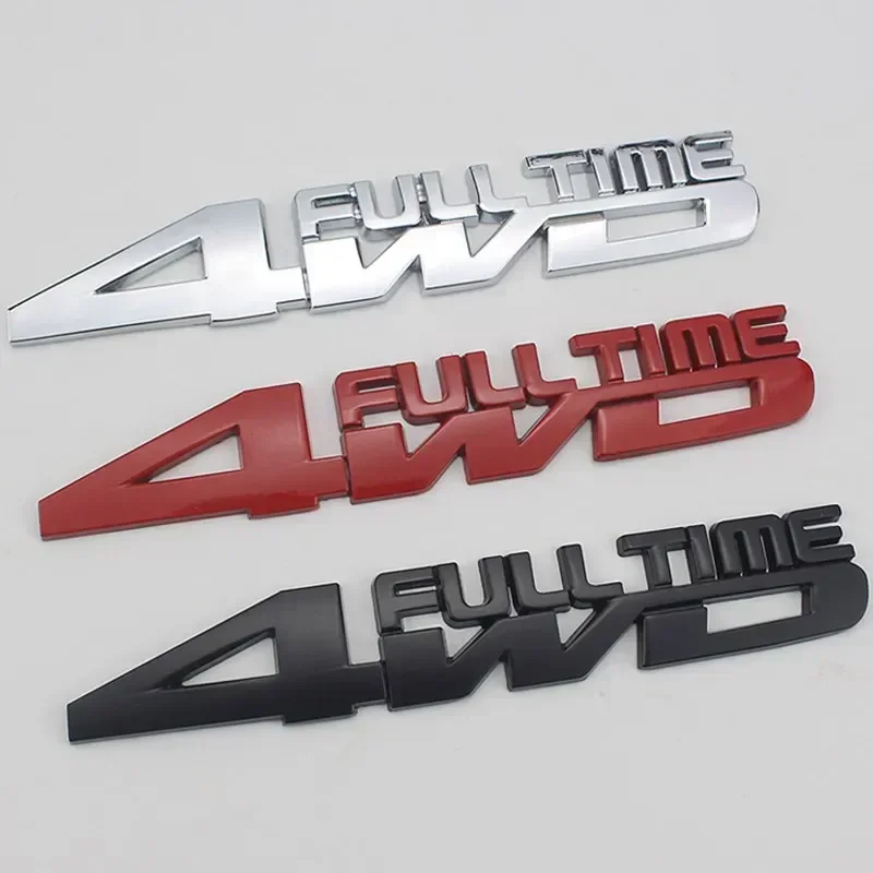 3D Metal 4WD FULL TIME Side Fender Emblem Rear Trunk Boot Badge Sticker Decals For Jeep Honda Ford Toyota Land Cruiser