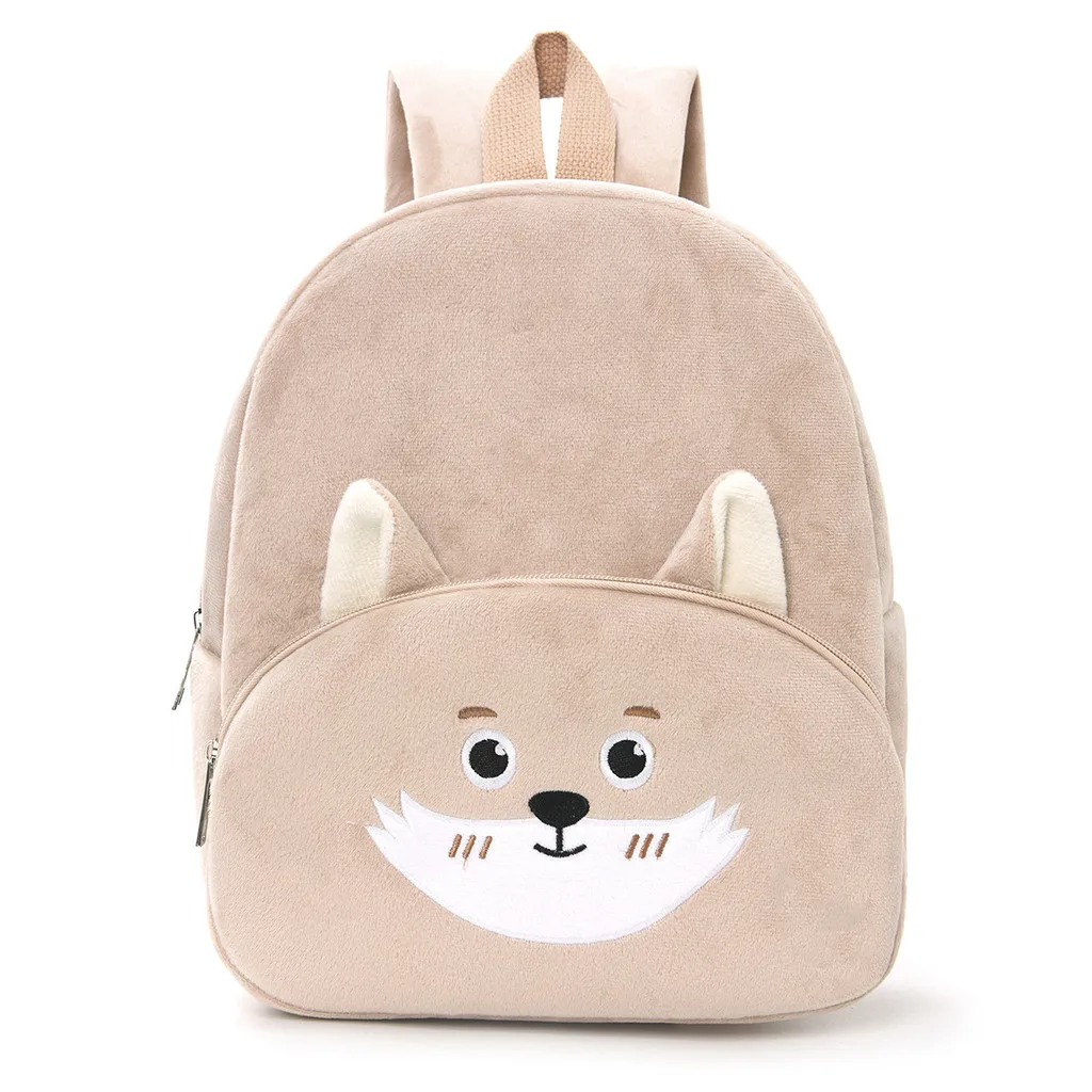 Kids Backpack Corduroy Cute Fox Plush Lightweight Kindergarten School Bag for Boys and Girls