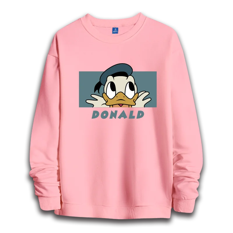 Disney cartoon Donald Duck women\'s hoodie top round neck hoodie couple hoodie casual loose top Mickey Mouse fashion trend