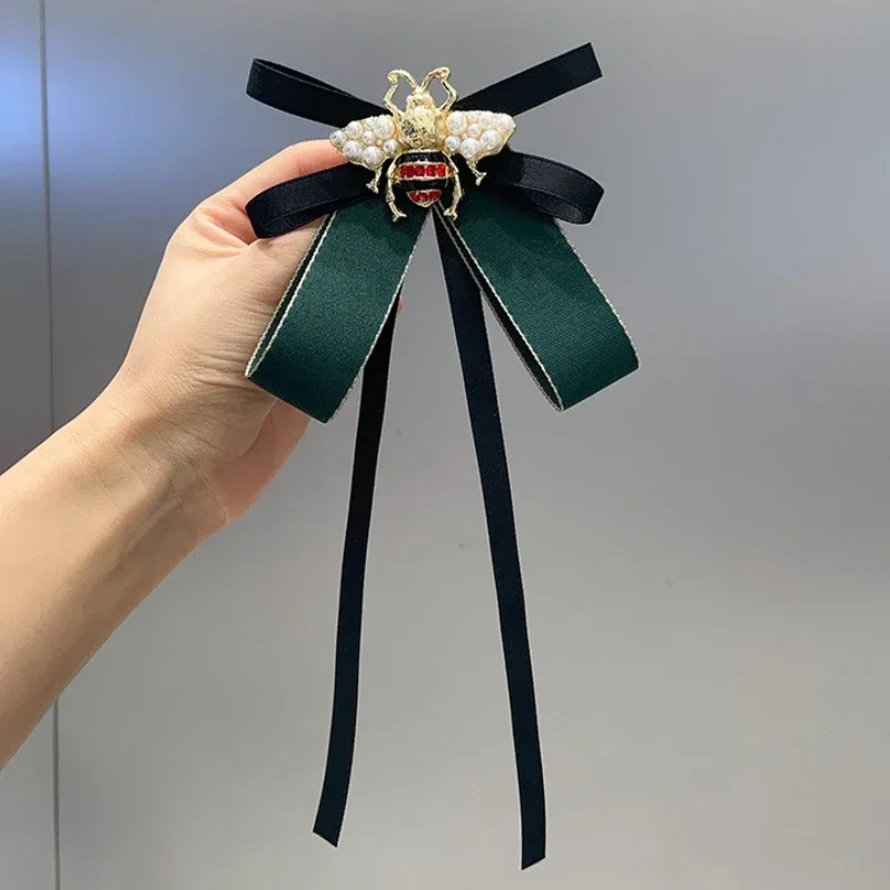 British style black ribbon bee tie women's collar decoration bow fashion accessories collar flower pin chest flower