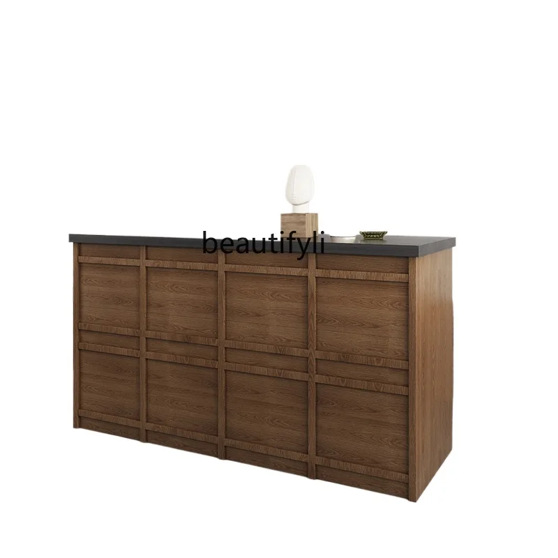 Clothing store bar checkout page counter women's clothing store small solid wood retro front desk simple reception desk