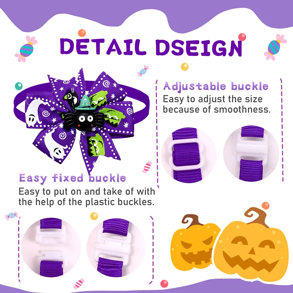 20 قطعة ربطات عنق للكلاب حفلة الهالوين ربطات عنق قابلة للتعديل للحيوانات الأليفة للكلاب والقطط أطواق للكلاب ملحقات تهذيب الكلاب على شكل زهرة