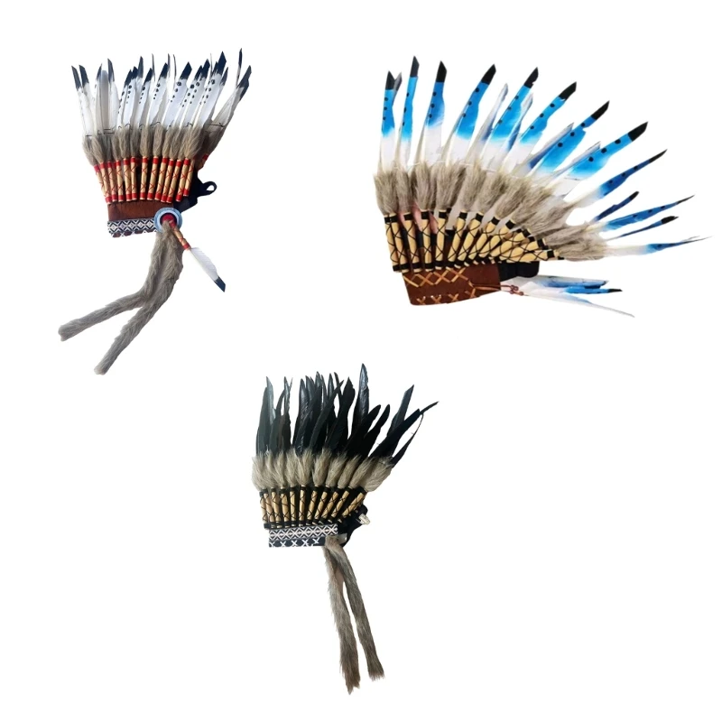 

Feather Indian Headdress Decorative Feather Headpiece for Cosplay F3MD