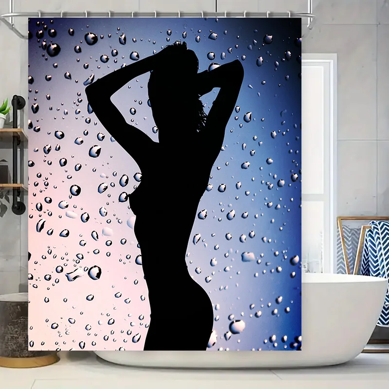 

Силуэт капель дождя: художественная женская занавеска для душа для современного и шикарного декора ванной комнаты