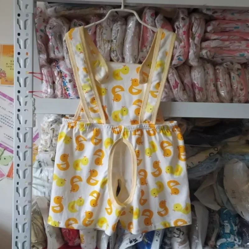 لطيف الكرتون نمط القطن الخالص ABDL الكبار الطفل السروال القصير مرونة الخصر Playsuits بروتيل ارتداءها DDLG مفتوحة المنشعب نيسيي