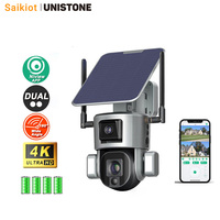 Saikiot 4G Sim Card 8MP Solar Camera 4K 10X Zoom Dual Lens PTZ Camera Outdoor CCTV Security Camera Solar Powered Battery Camera