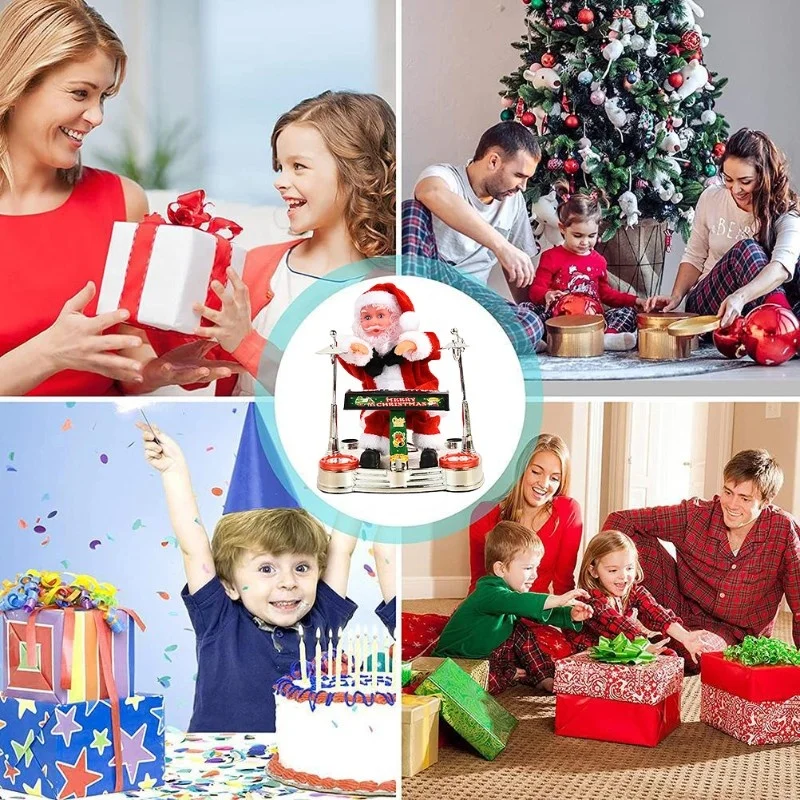 Christmas Electric Music Santa Claus Doll Playing Piano Ornament For Christmas Decorations For Children Gift