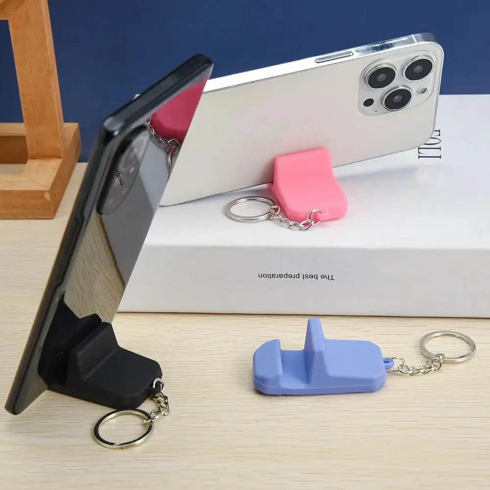 5pcs Portable Keychain Pendant Mobile Phone Holder Stand Creative Keyring Lightweight Mini Desk Cellphone Support
