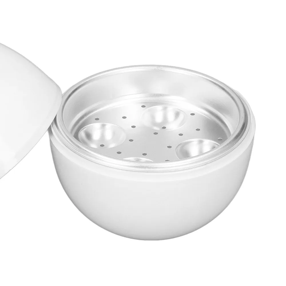 PP Aluminium Hard Boiled Egg Cooker 4 Egg Capacity White Microwave Egg Boiler Egg Shape Compact Design Egg Poacher Cooker