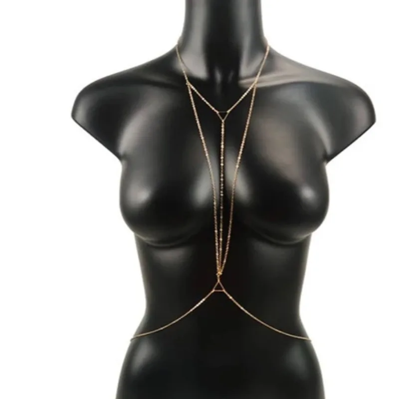 New Simple Summer Bikini Chest Chain Harness Chain Jewelry Charm Body Necklaces Chain for Women Fashion Jewelry Gift