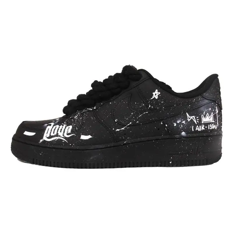 

[Женский стиль граффити Darth Vader на заказ] Женские туфли для скейтборда Nike Air Force 1, низкие кеды, черные, белые