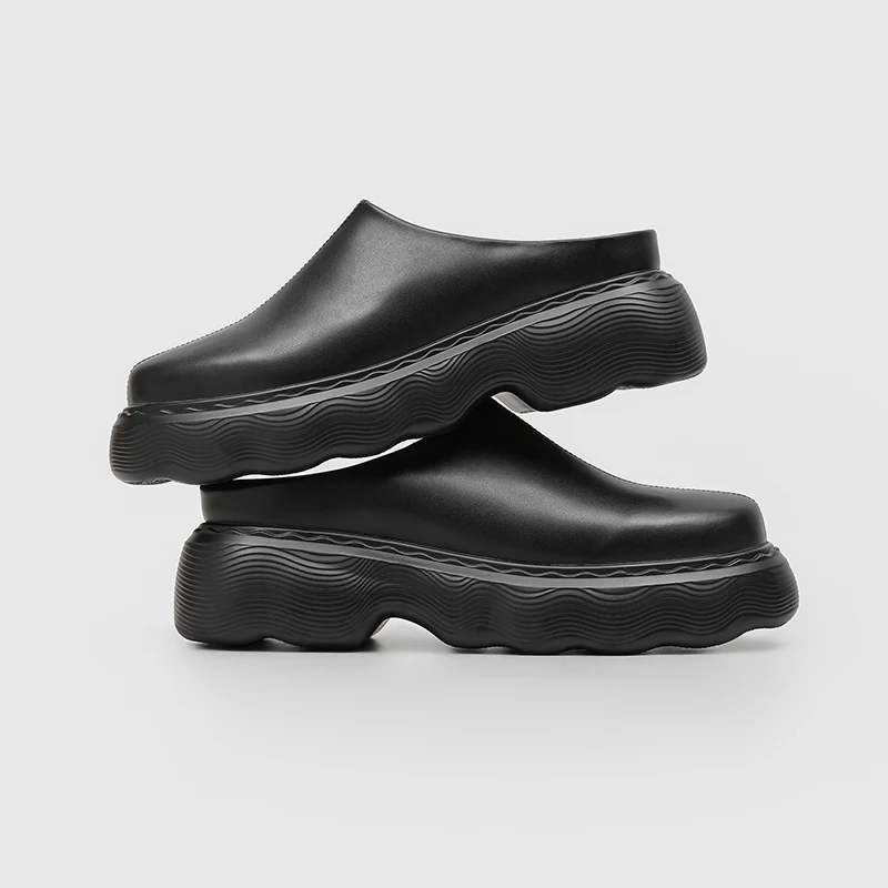 Men Head-covering Slippers Black Color Men Thick-soled One-piece High-top Sandals Daily Street Fashion Casual Slippers Men