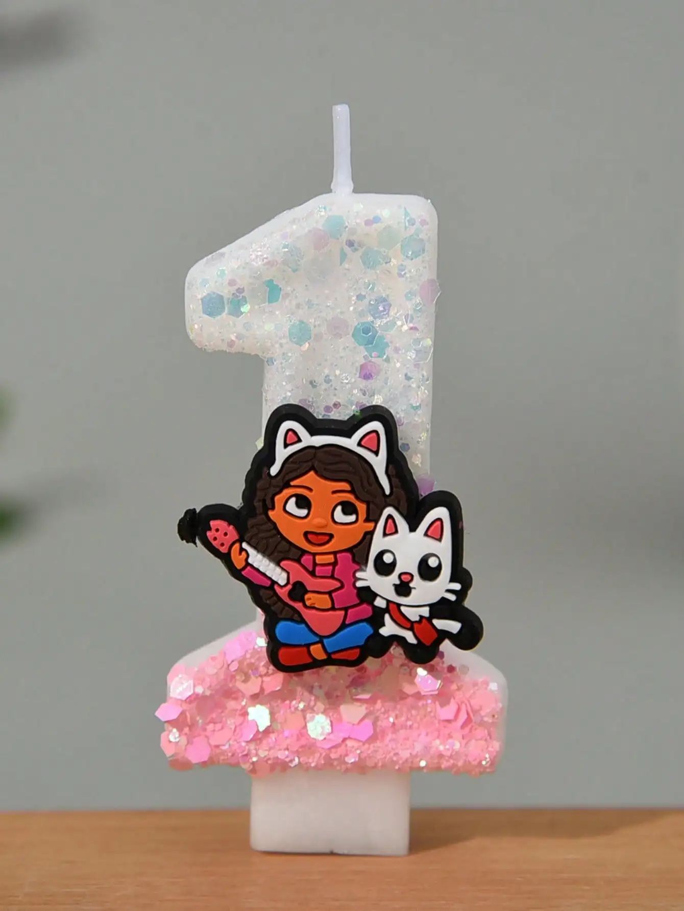 Gaby doll powder-white small cat number candle, party gift, home decoration, birthday and anniversary candle, party decoration