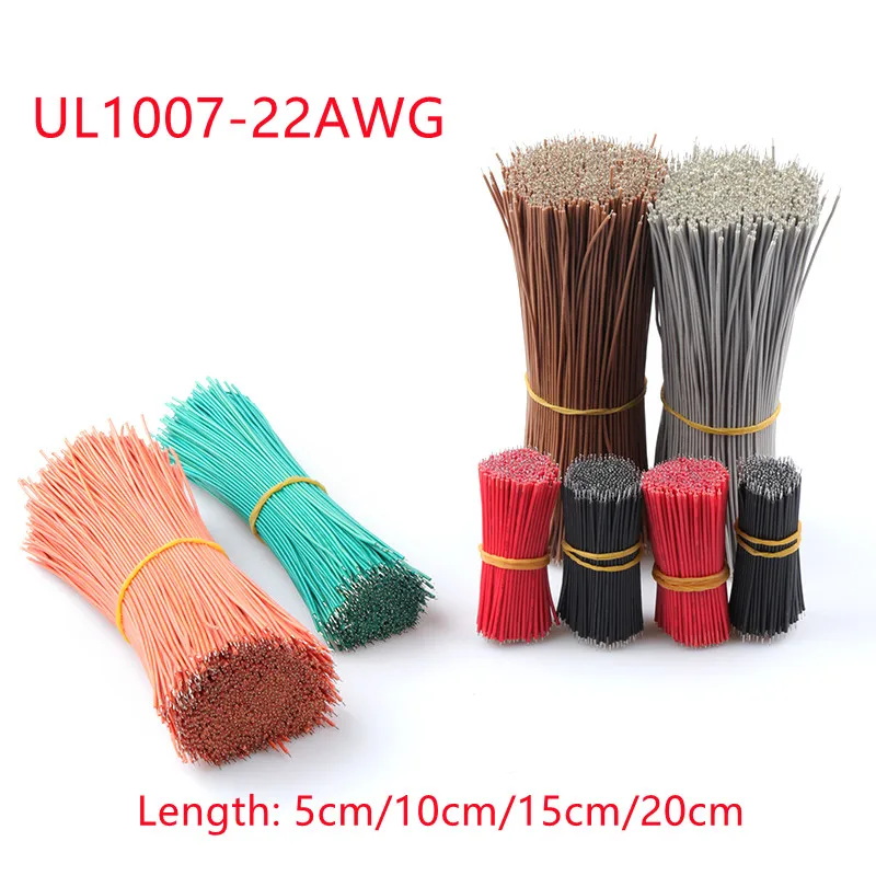 100Pcs Tin-Plated PCB Solder Cable UL1007-22AWG Fly Jumper Wire Tin Conductor Wires 5cm/10cm/15cm/20cm