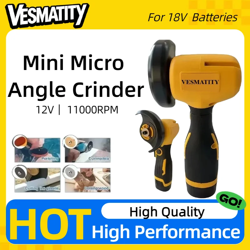 Mini Brushless Cordless Angle Grinder Rechargeable Lithium Powered Polishing Diamond Cutting Power Tool Fit For 12V Battery Pack