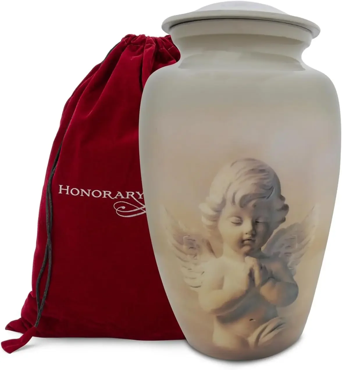 Cremation Urn-Angel’s Blessing Urn-Memorial for Human Ashes-200LB Urn for Ashes with Velvet Bag/memorial