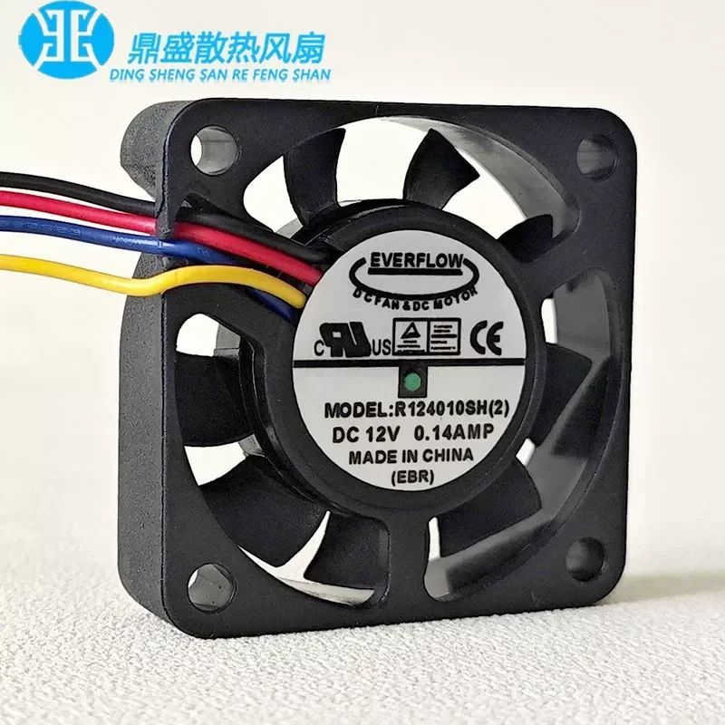 for EVERFLOW 4010 4CM Fan R124010SH 12V 0.14A 4-Wire PWM Speed Regulation New