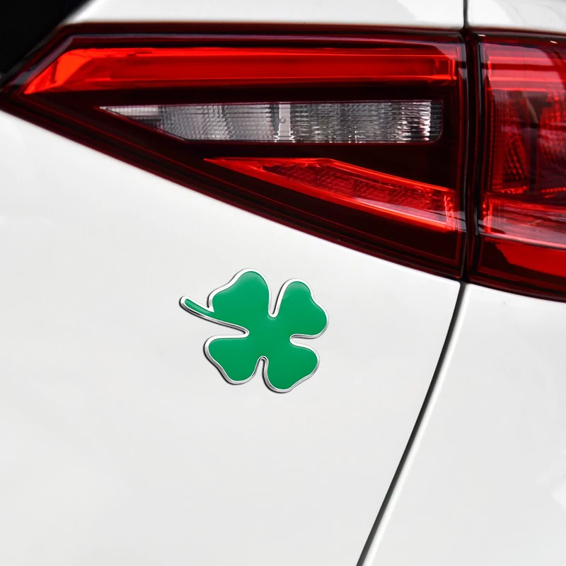 3D Aluminum Car Styling Four Leaf Clover Emblem Auto Body Sticker Decoration Decal For Alfa Romeo Sportiva 159 147 156 Giulietta