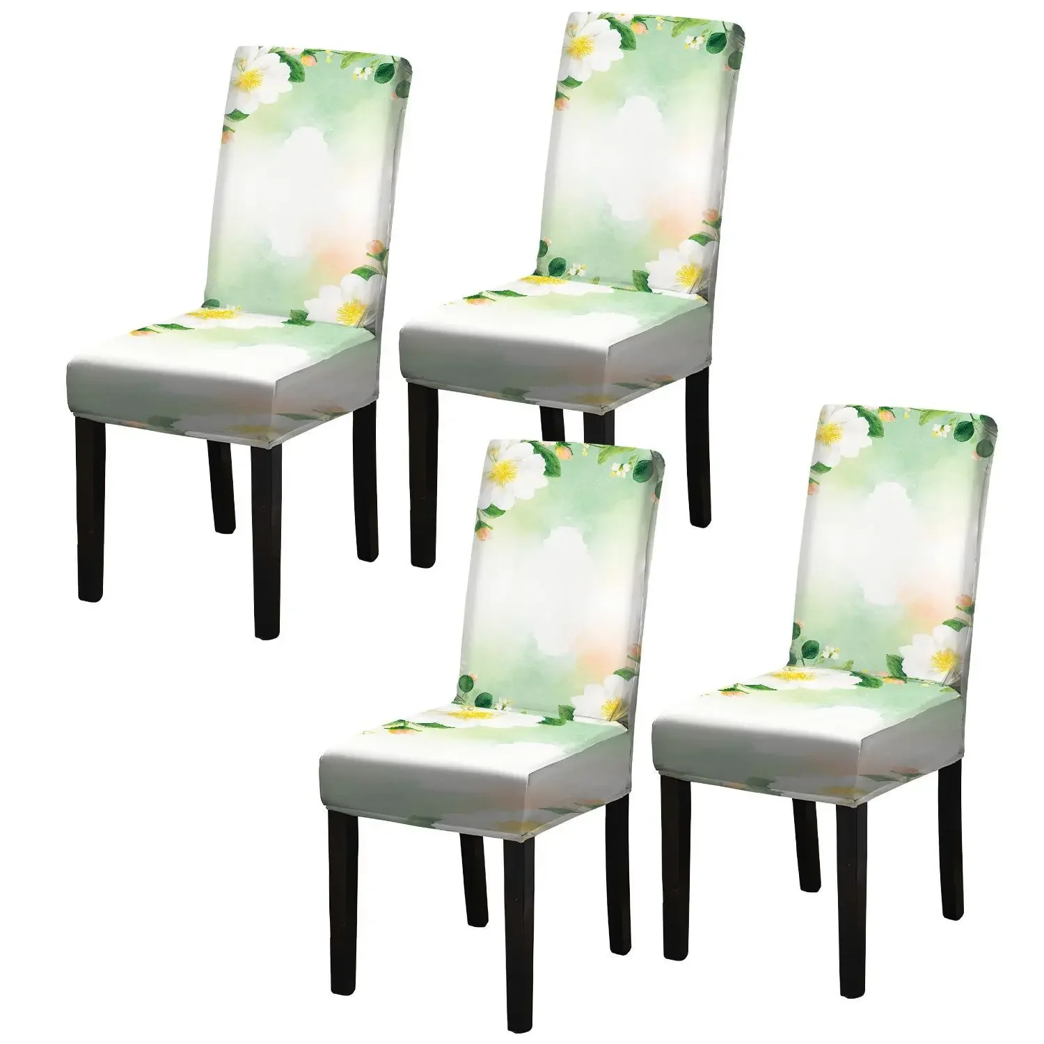 Elastic dining chair cover, blank text printing pattern, removable and washable household dining chair cover