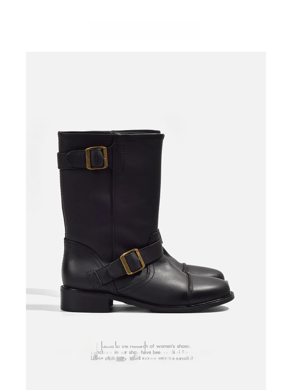 howus-women's-boots-autumn-winter-flat-bot-low-heel-long-tube-boots-leather-belt-bule-ort-boots-faionable-kor