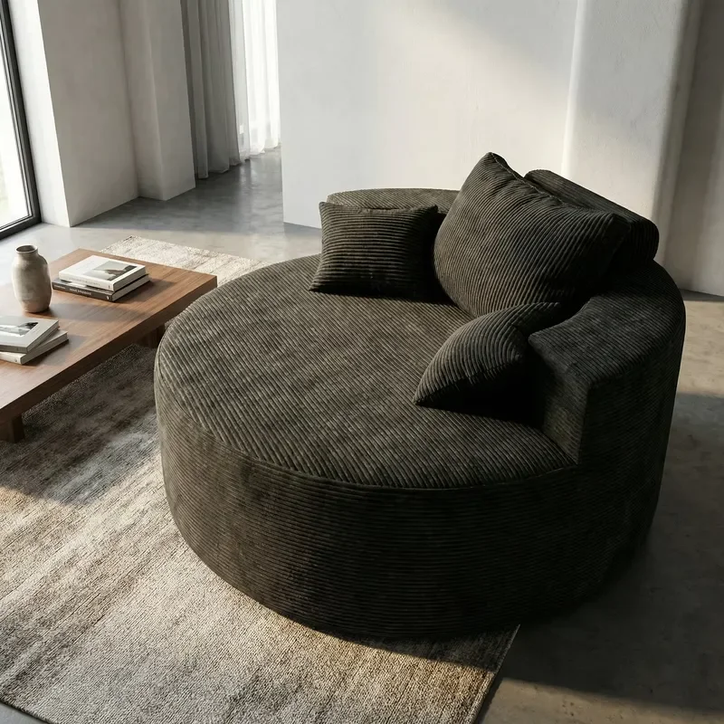 Circular Round Boneless Couch Modern Living Room Furniture Comfortable Designer Apartment Indoor Vacuum Packed Compressed