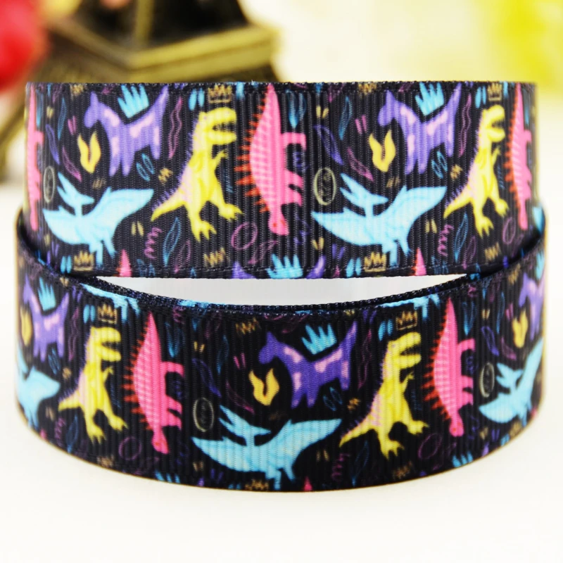 22mm 25mm 38mm 75mm Dinosaur Cartoon printed Grosgrain Ribbon party decoration 10 Yards satin ribbons