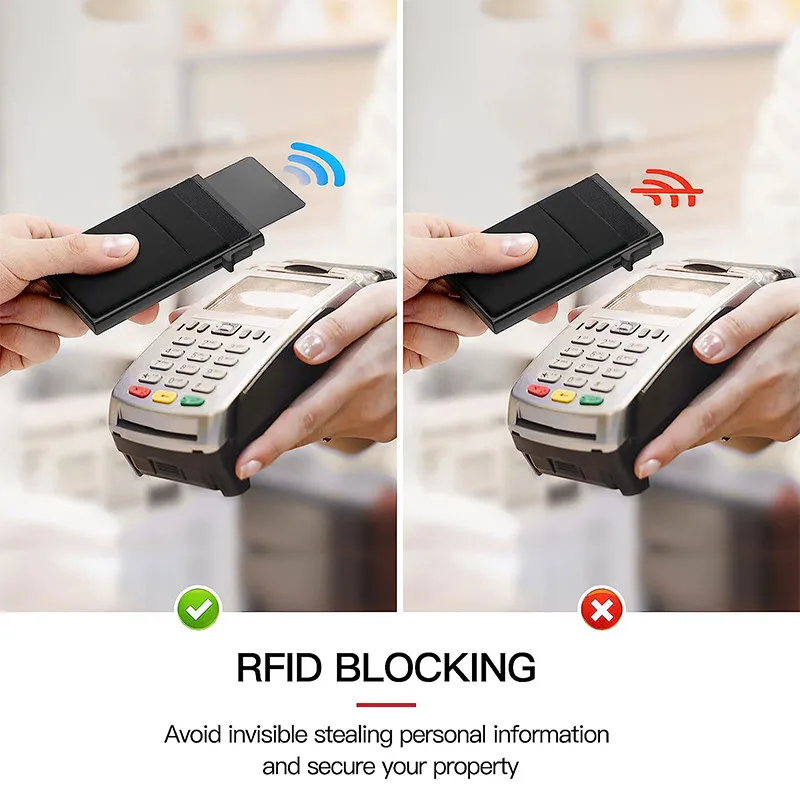 حامل بطاقة ائتمان Rfid للرجال ، نحيف ، صغير ، محفظة بسيطة ، معدن ، هوية بنكية ، حافظة حامل البطاقة ، فاخر