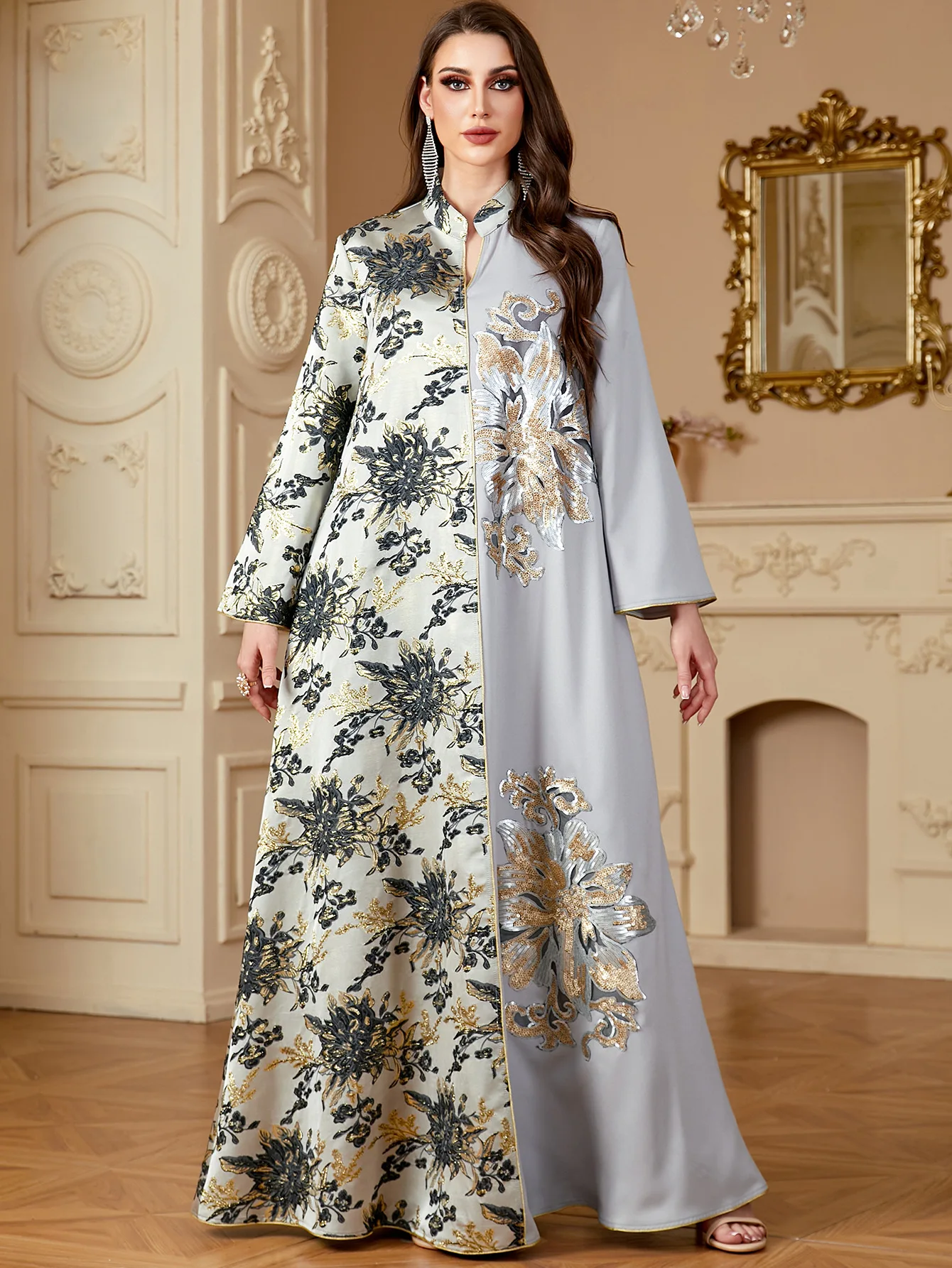 Eid Ramadan Muslim Women Dubai Abayas Floral Jacquard Long Dress Moroccan Arab Kaftan Turkey Islam Clothing Saudi Robe Caftan