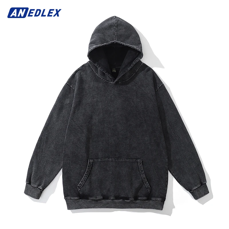 Men Harajuku Solid Color Vintage Sweatshirt Hoodie 2022 Autumn Washed Hoodie Hip Hop Sweatshirt Oversize Women Cotton Streetwear