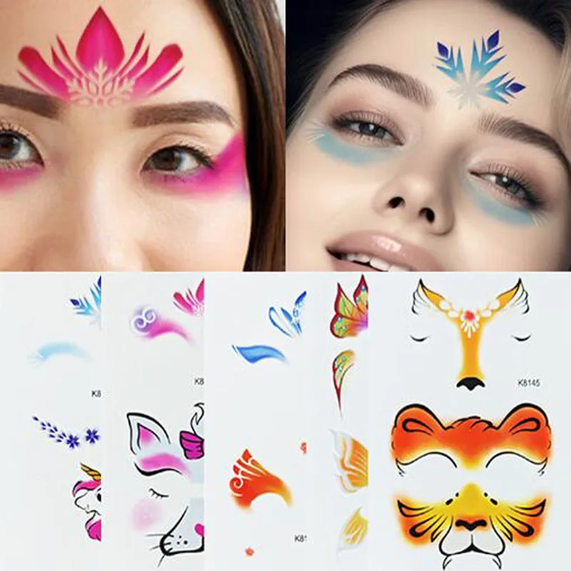 Children Face Stickers Cartoon Animals Adhesive Eye Eyeliner Decoration Decals Stage Party Makeup Decors Fake Tattoos Art