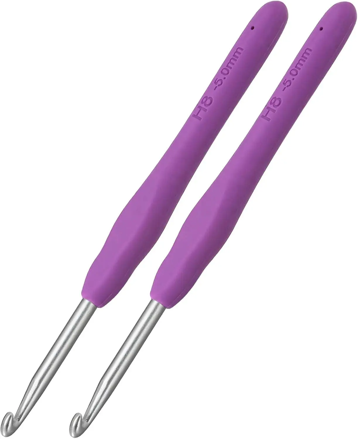 

2Pcs Size H 5.0mm Crochet Hooks, Ergonomic Extra Long Handle for Arthritis & Beginners, Smooth
