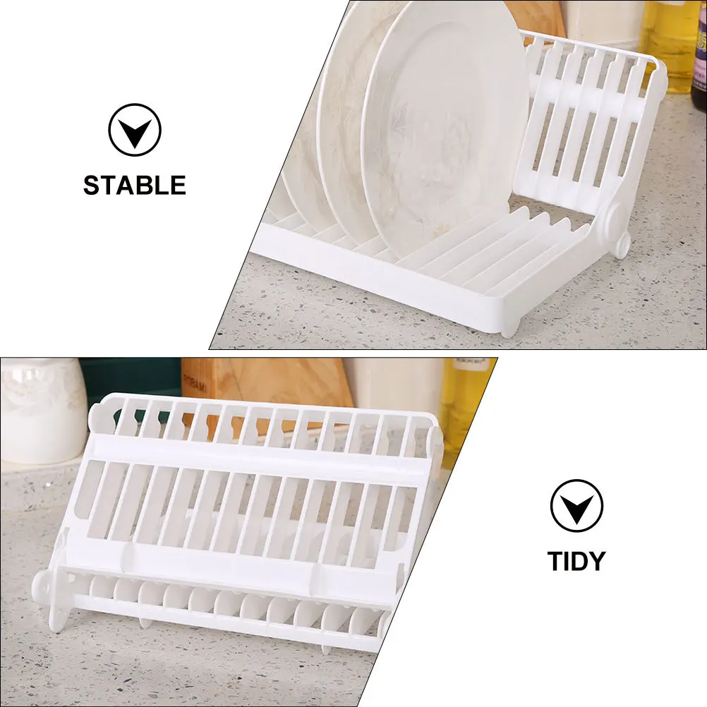 

Kitchen Dish Bowl Drainer Rack White Plastic Multifunctional Storage Shelf Stable Quick Water Drain Cutlery Organizer