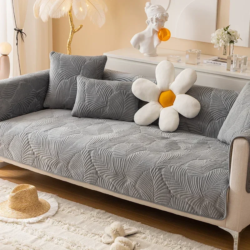 1PC Solid Color Soft Thick Sofa Mat Cover Nordic Lounge Corner L Sofa Towel Slipcover Non-Slip Home Couch Protector Living Room