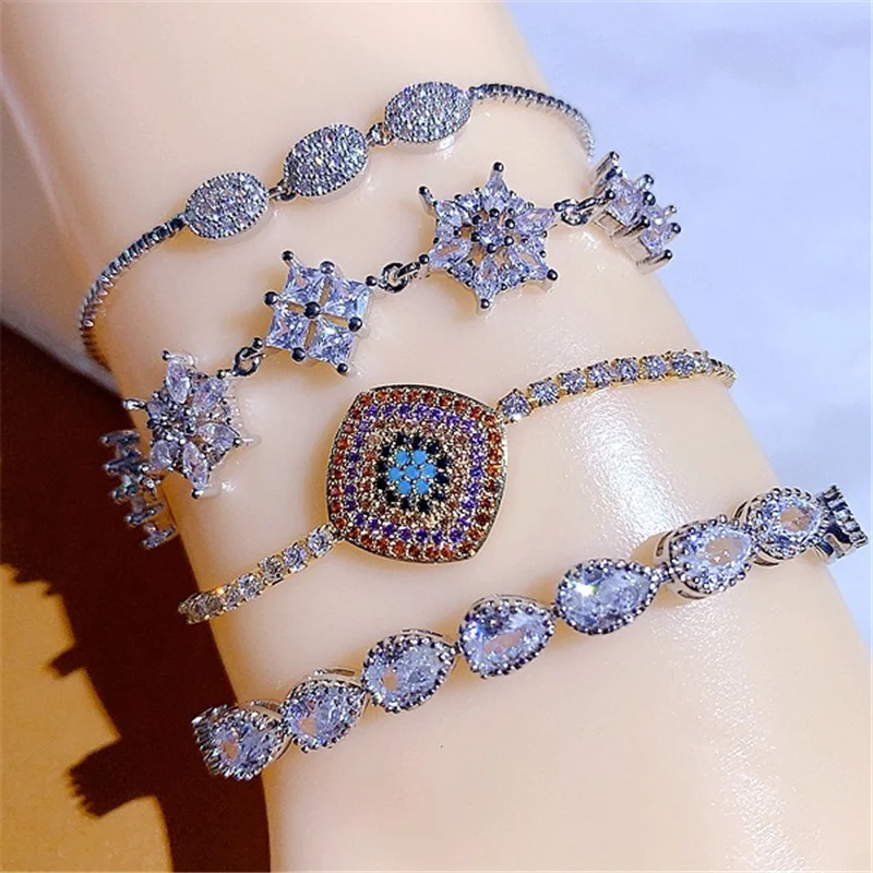 10/20/50Pcs/Lot Zircon Double Layer Silver Colour Bracelet Women's Personality Fashion Bracelet Party Jewelry Birthday Gifts