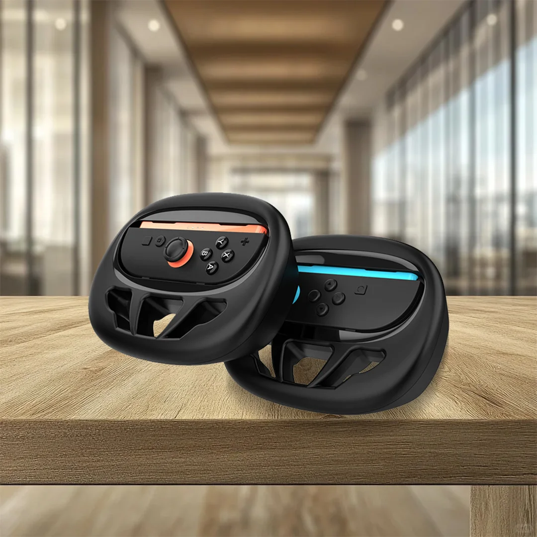 BEBONCOOL 2-Piece Game Steering Wheel For Switch 2 JoyCon Racing Steering Wheel Mario Kart 8 Switch 2 Game Accessories