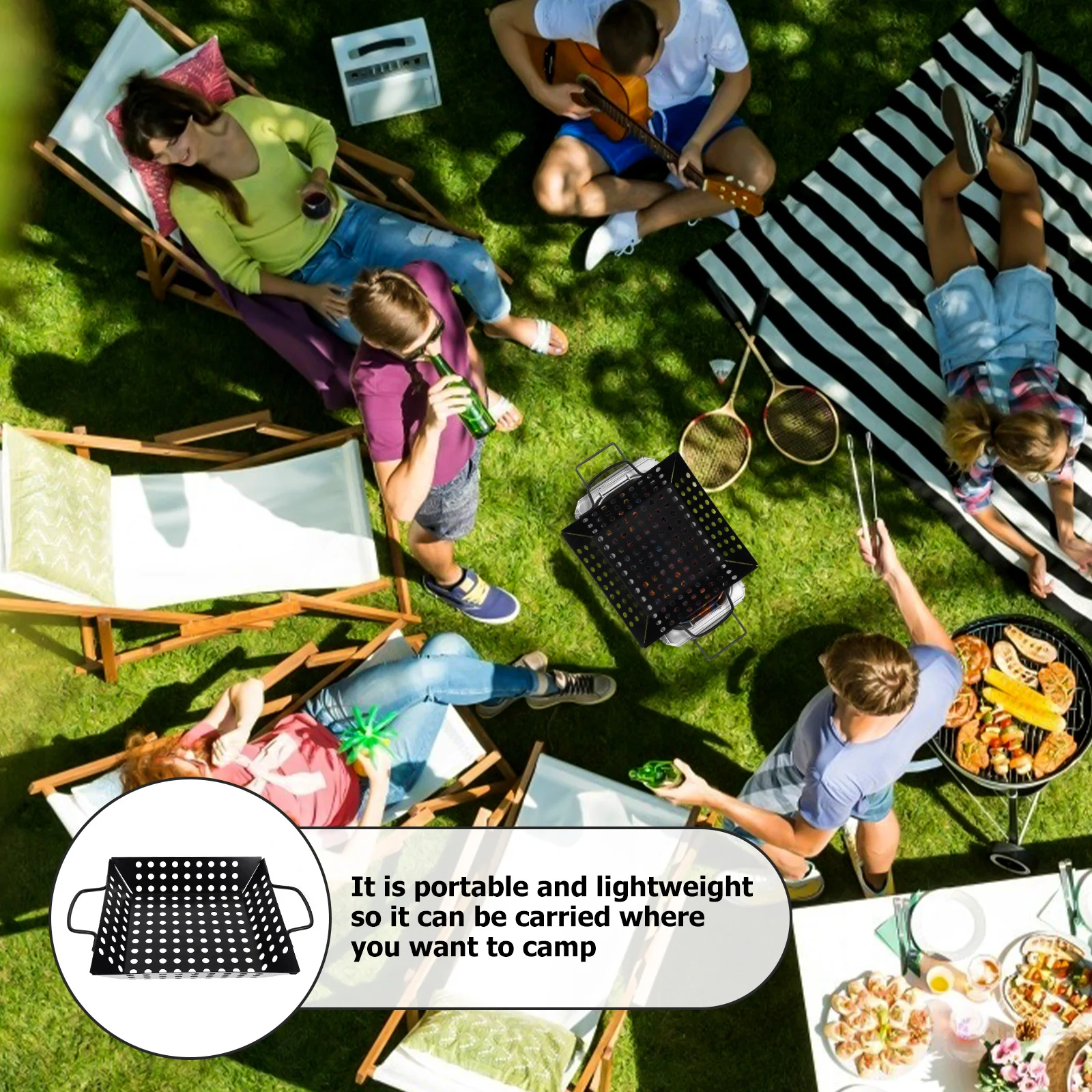 

1Pcs Barbecue Grill Plate Non-Stick Bbq Hole Pan Heat Resistant Outdoor Bbq Accessories Large Capacity Roast Tray