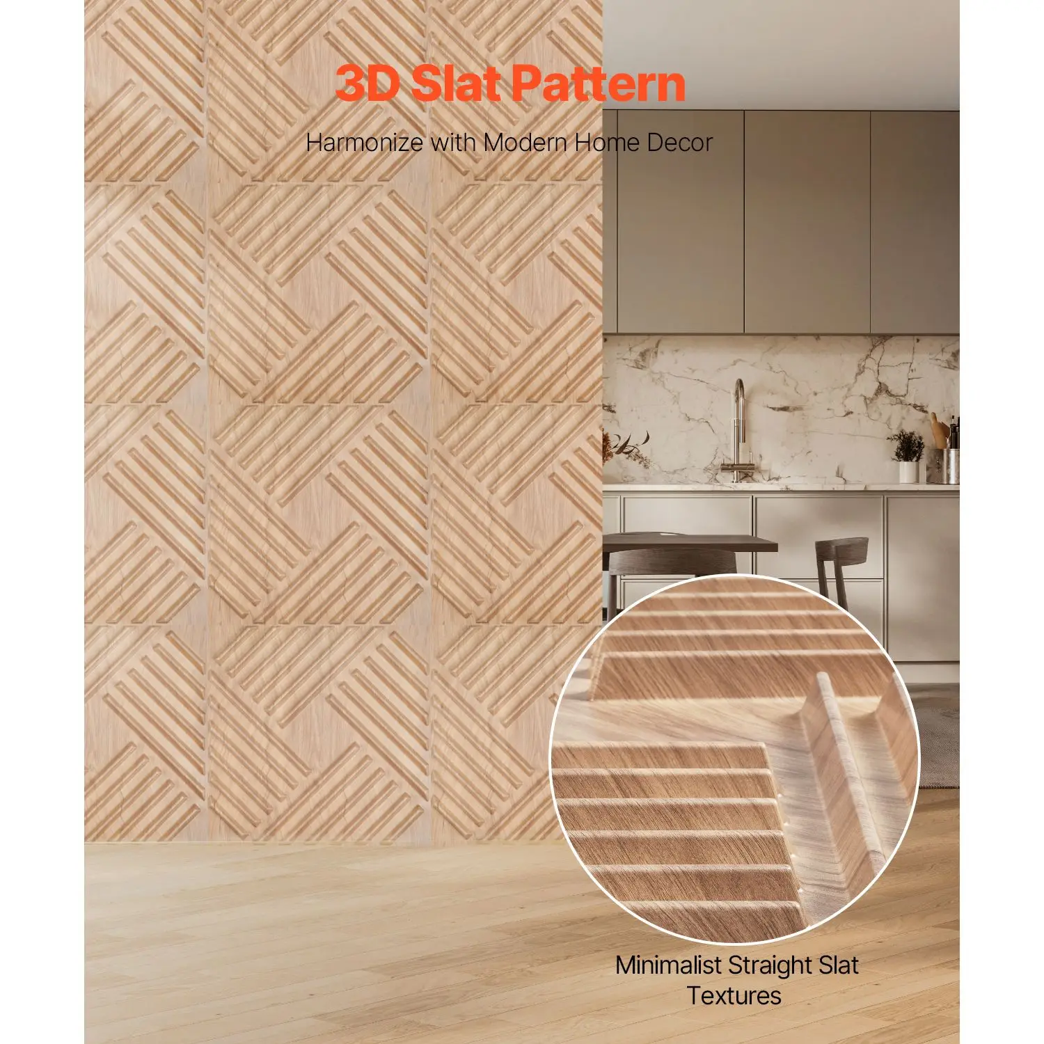 3D Wall Panels, 12-Pack 19.7 x 19.7 in PVC Modern Art Minimalist Salt Tiles, 32 Sq.Ft Coverage Accent Wall Panel, Interior Home Decor for Ceiling, Bedroom, Living & Gaming Room, Light Wood Color view 2