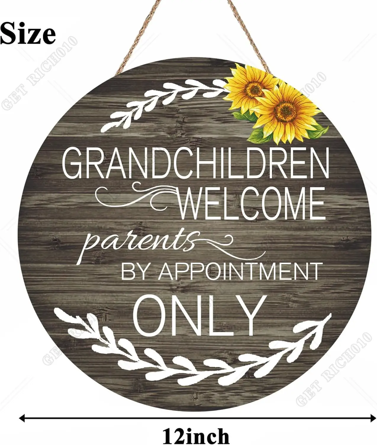 Grandkids Welcome Parents By Appointment Sign for Front Door Home Decor for Grandparents 12in Wall Sign for Wooden Plaque