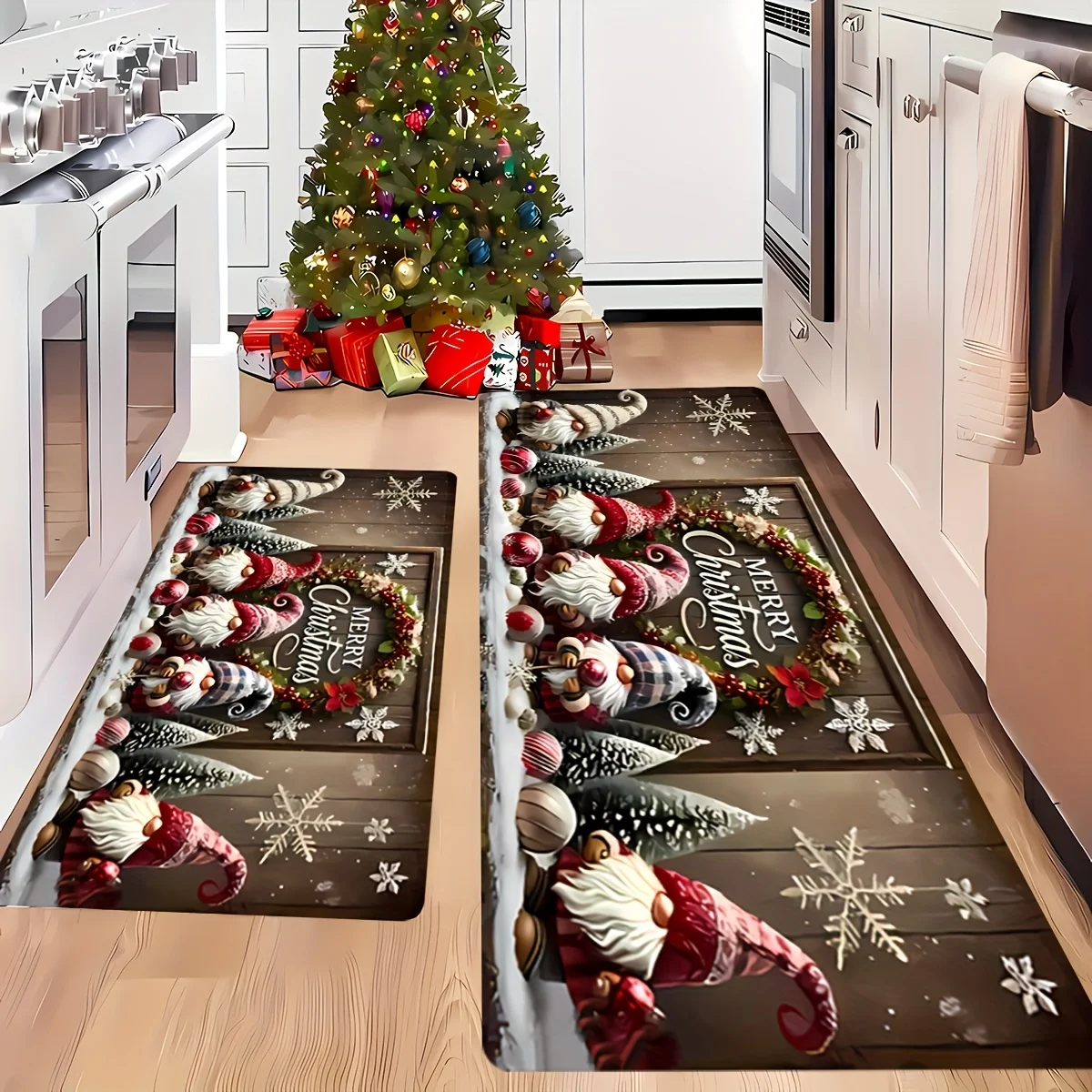 Christmas Gnome Pattern Ultra-Long Aisle Mat entryway floor mat kitchen runner rug living room merry christmas holiday gift