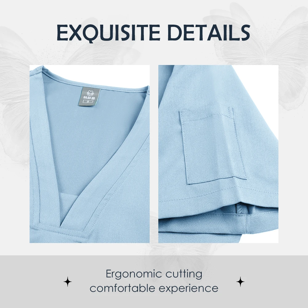 Heiße Verkäufe Frauen Krankenschwester Uniform Schnell Trocknend Stoff Einfarbig Kurzarm Hosen Anzug Pflege Arbeit Kleidung Zubehör